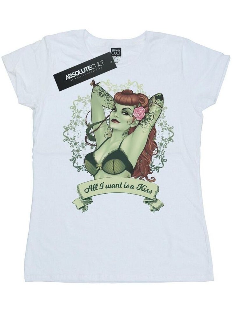 DC Comics - T-shirt ALL WANT IS A KISS Blanc - Kiabi