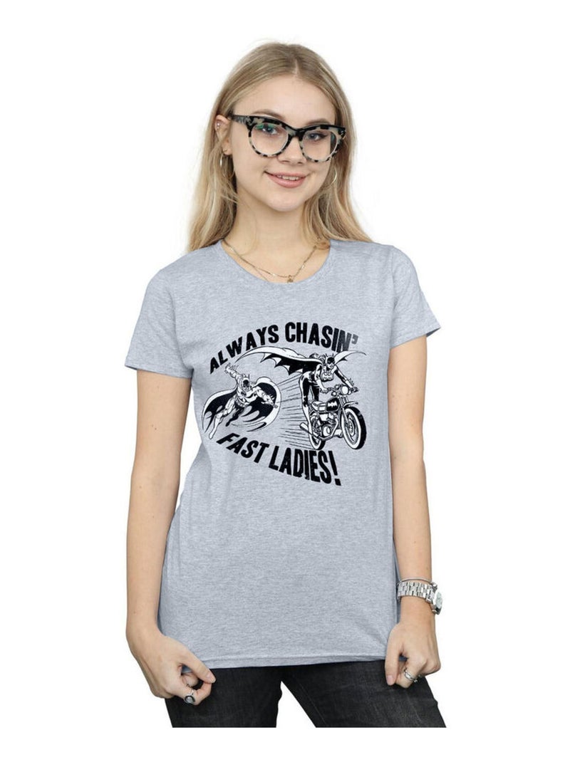 DC Comics - T-shirt ALWAYS CHASIN' Gris chiné - Kiabi