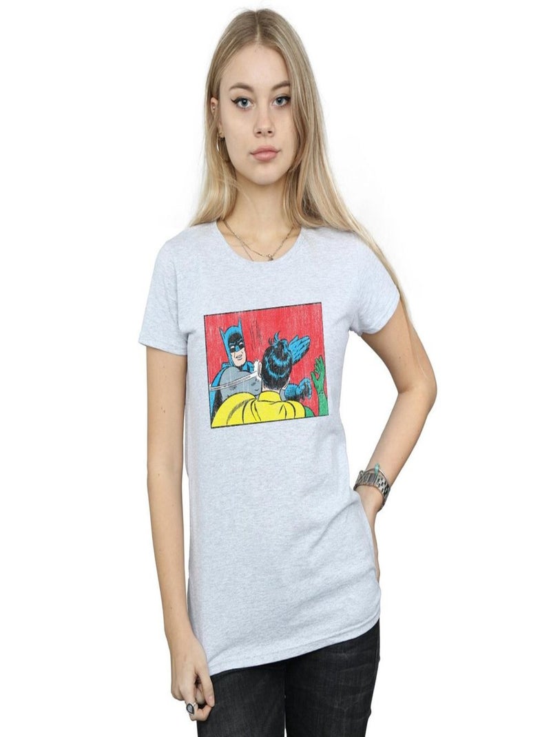 DC Comics - T-shirt BATMAN ROBIN SLAP Gris chiné - Kiabi