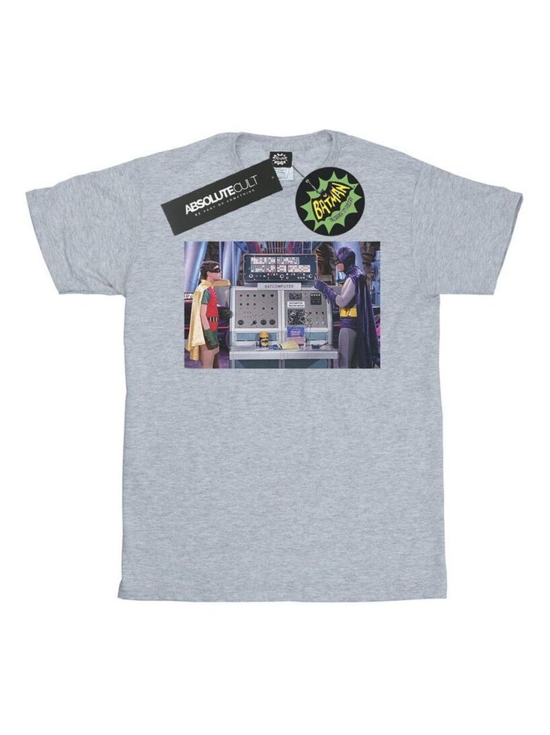 DC Comics - T-shirt BATMAN TV SERIES BATCOMPUTER Gris chiné - Kiabi