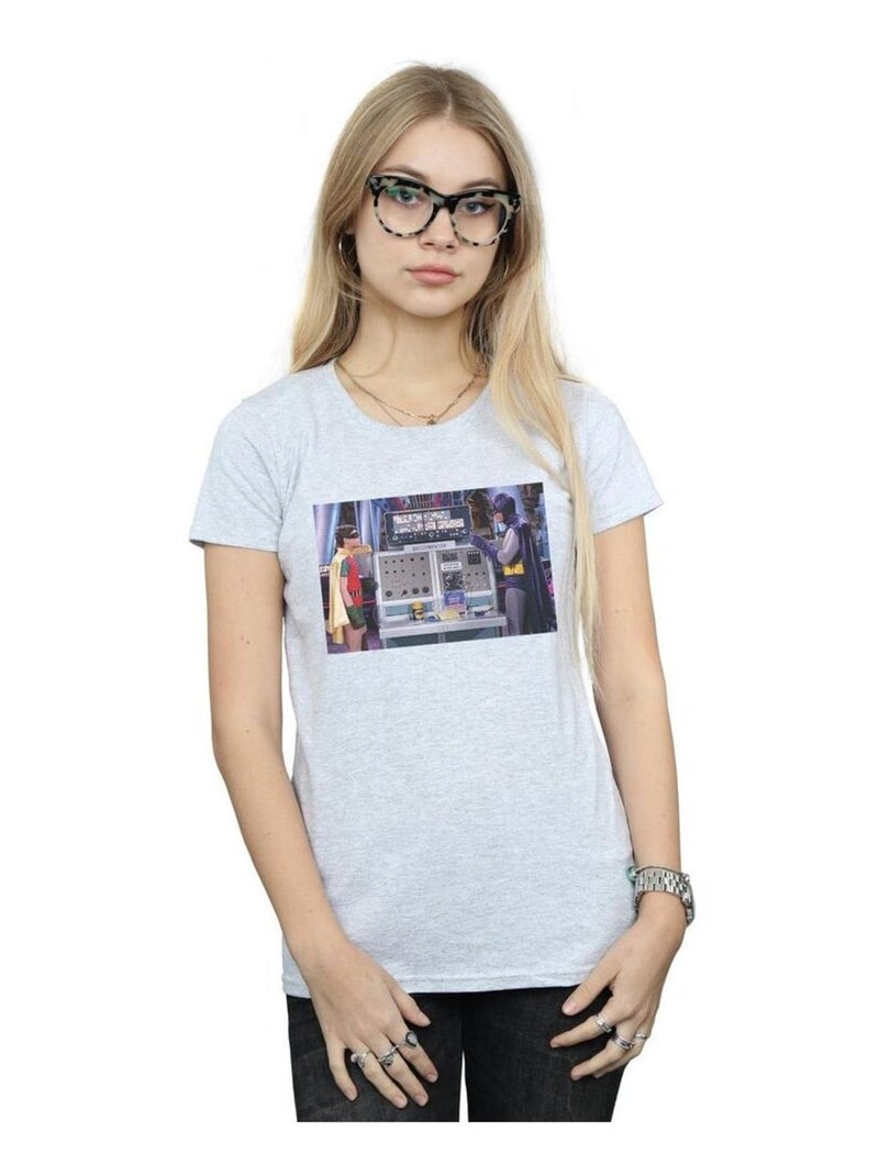 DC Comics - T-shirt BATMAN TV SERIES BATCOMPUTER Gris chiné - Kiabi