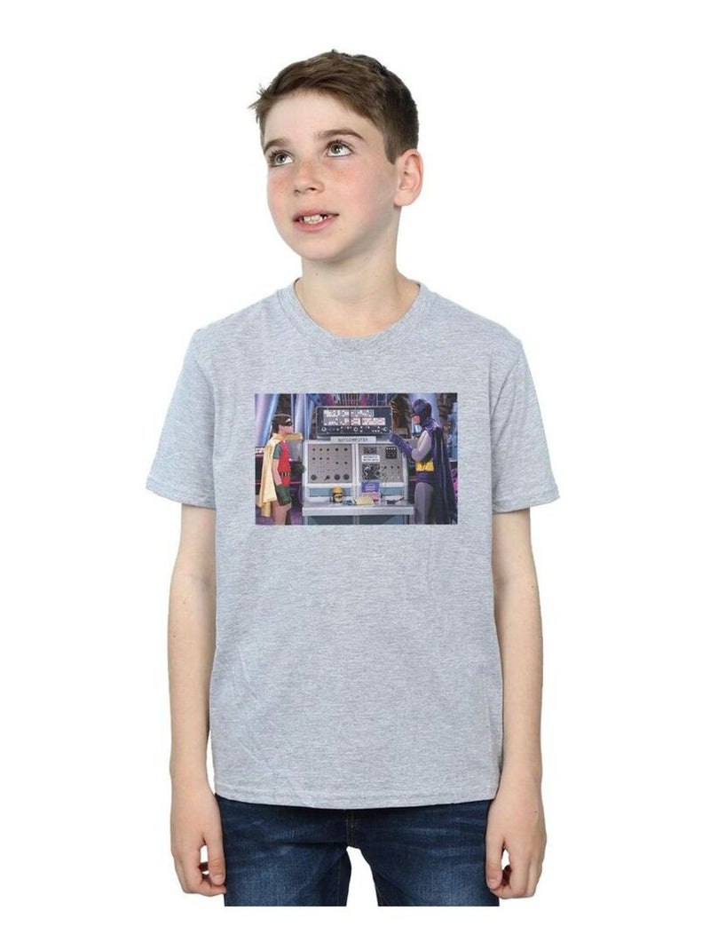 DC Comics - T-shirt BATMAN TV SERIES BATCOMPUTER Gris chiné - Kiabi