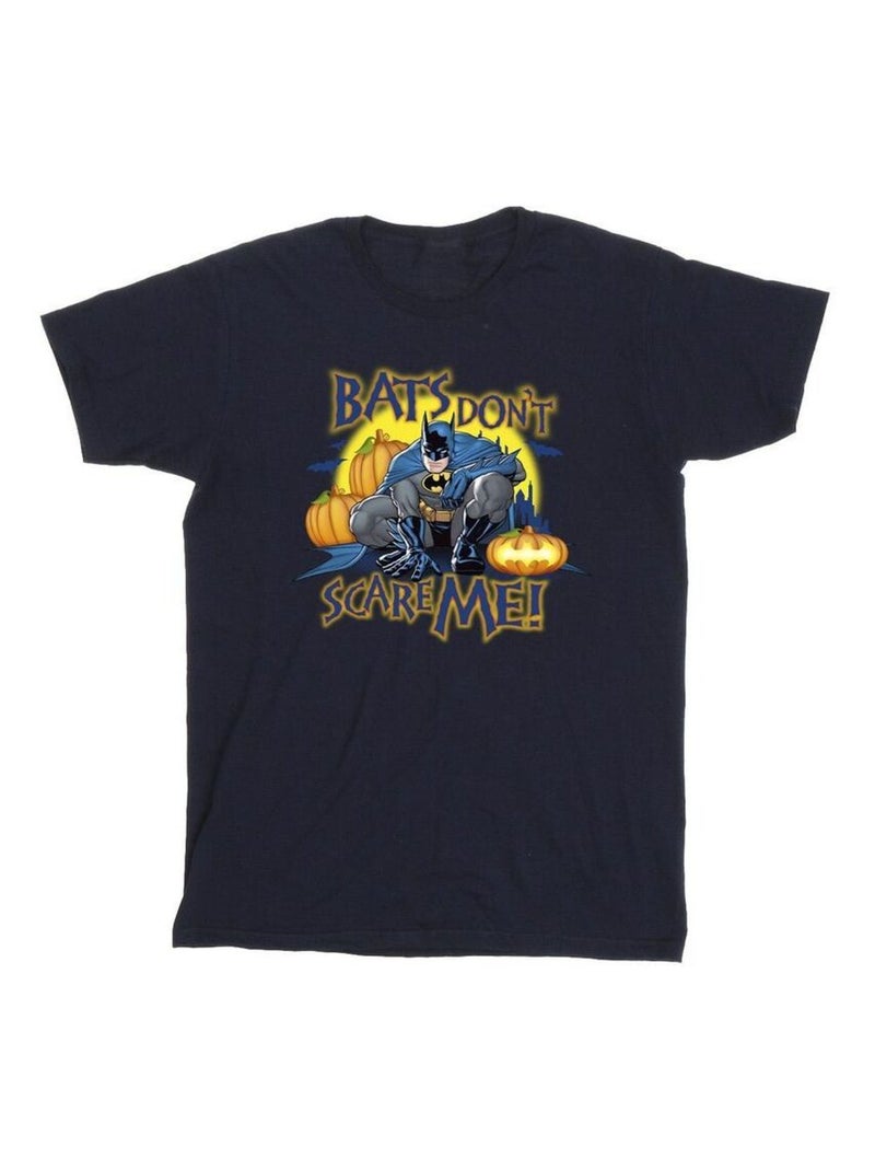 DC Comics - T-shirt BATS DON'T SCARE ME Bleu marine - Kiabi