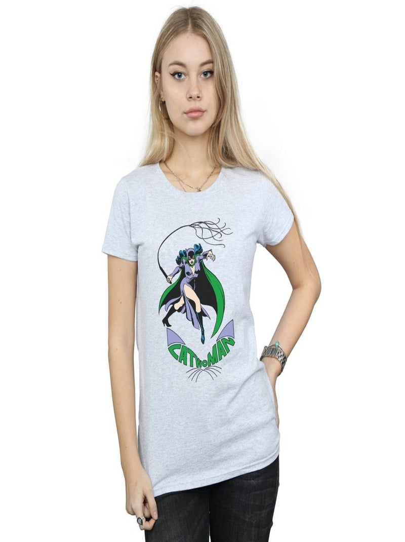 DC Comics - T-shirt CATWOMAN WHIP Gris chiné - Kiabi