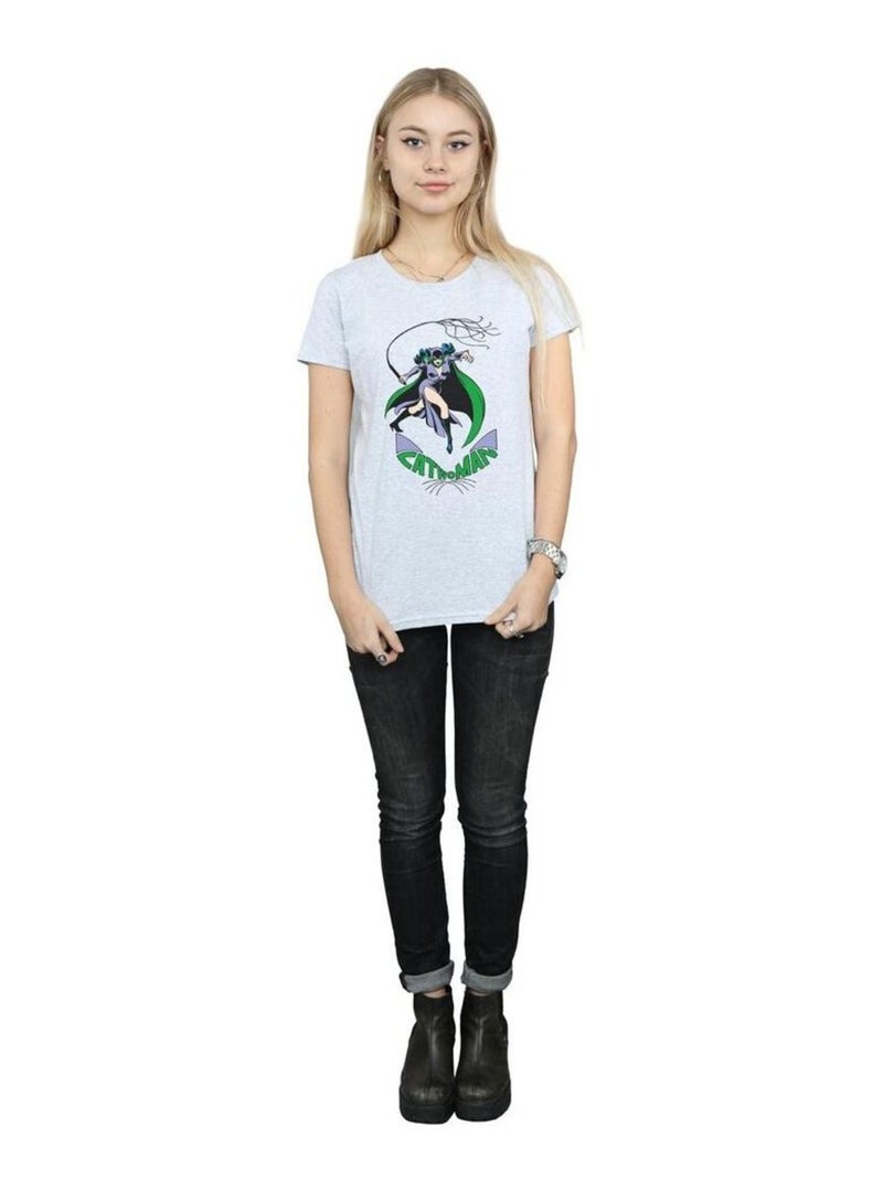 DC Comics - T-shirt CATWOMAN WHIP Gris chiné - Kiabi