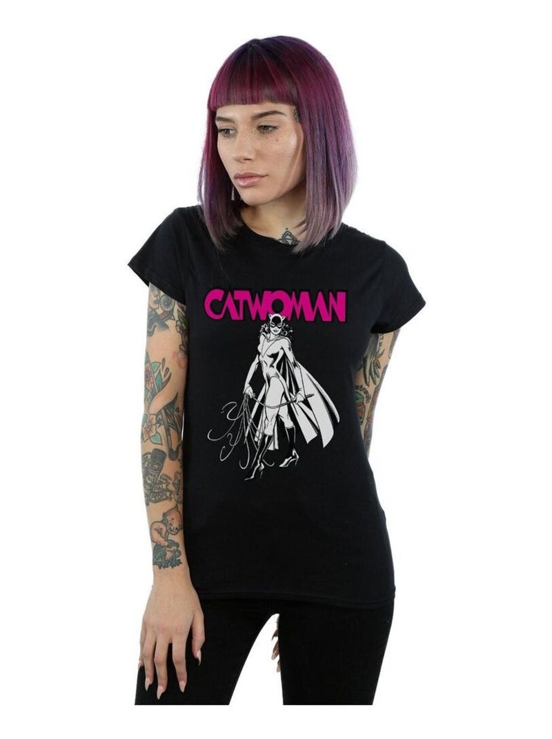 DC Comics - T-shirt CATWOMAN WHIP Noir - Kiabi