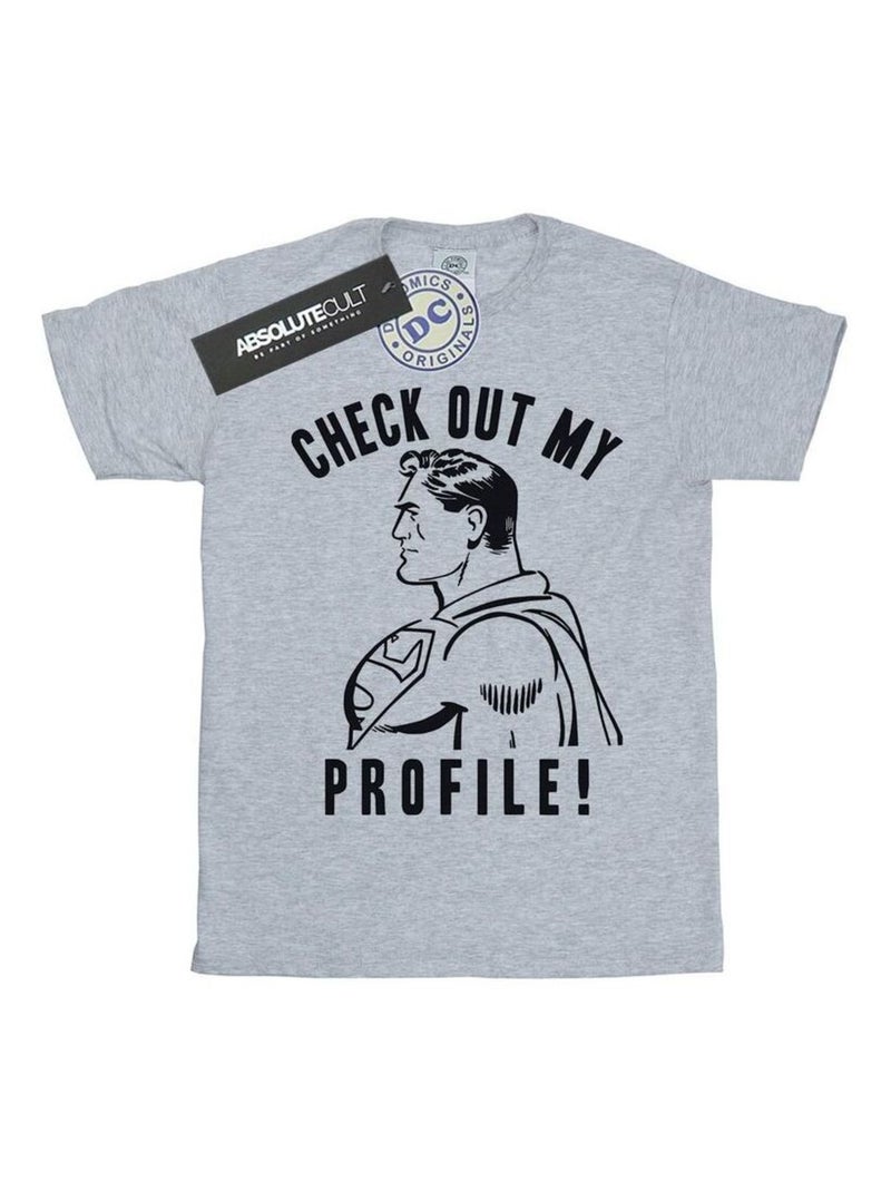 DC Comics - T-shirt CHECK OUT MY PROFILE Gris chiné - Kiabi