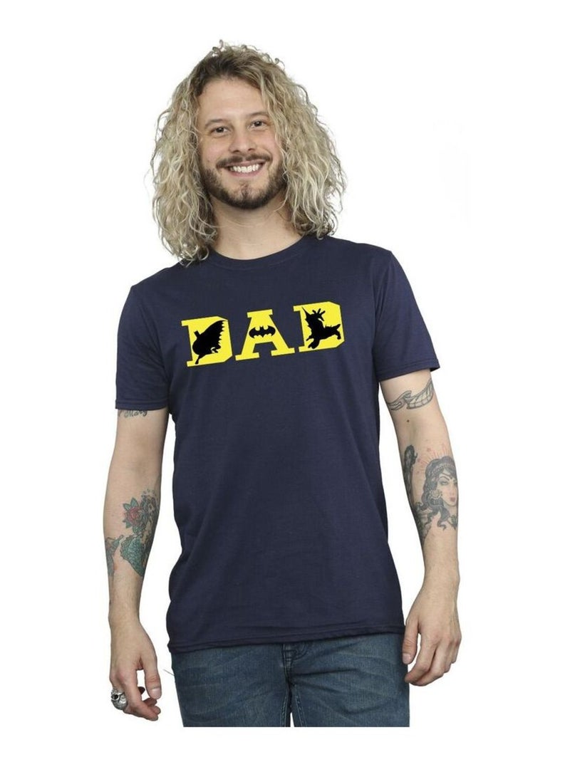 DC Comics - T-shirt DAD WITH BAT ICONS Bleu marine - Kiabi