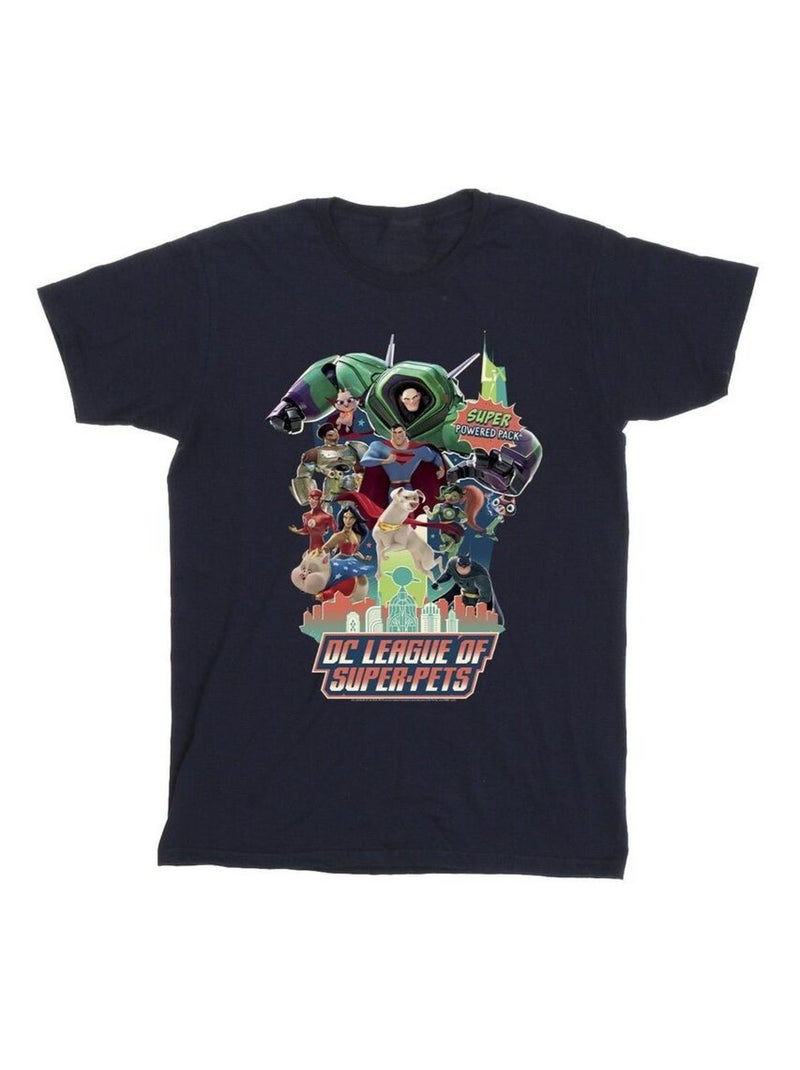 DC Comics - T-shirt DCS DC LEAGUE OF SUPER-PETS SUPER POWERED PACK Bleu marine - Kiabi