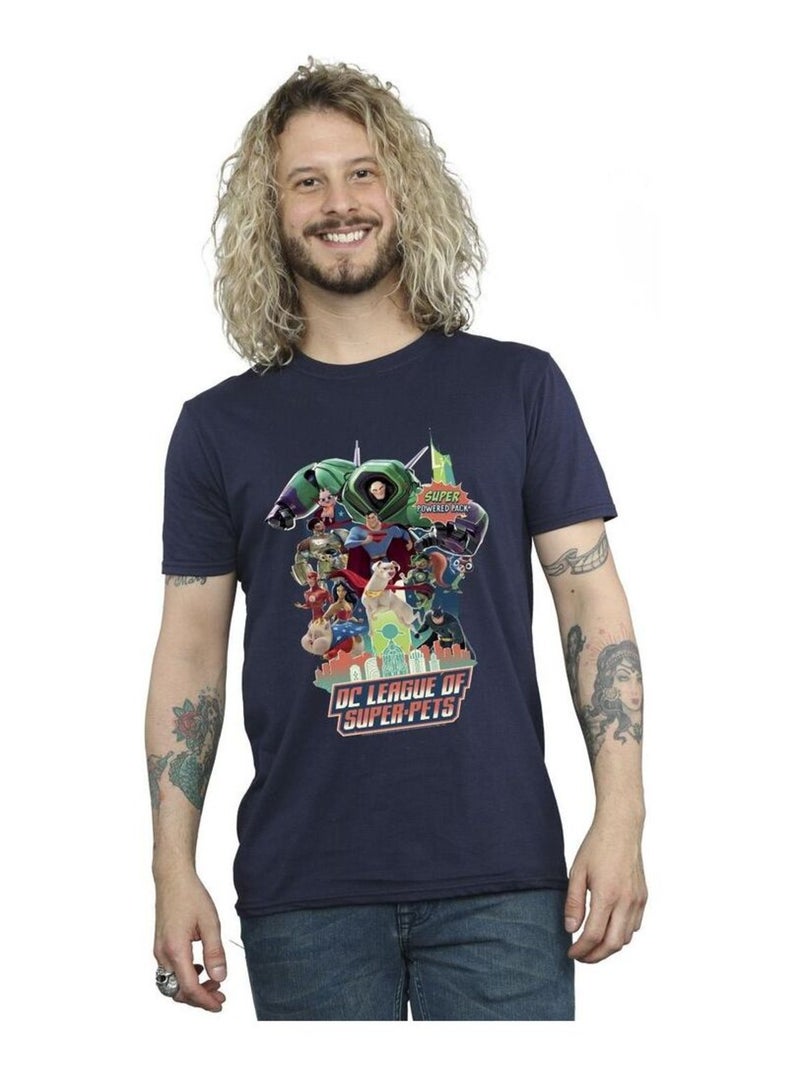 DC Comics - T-shirt DCS DC LEAGUE OF SUPER-PETS SUPER POWERED PACK Bleu marine - Kiabi