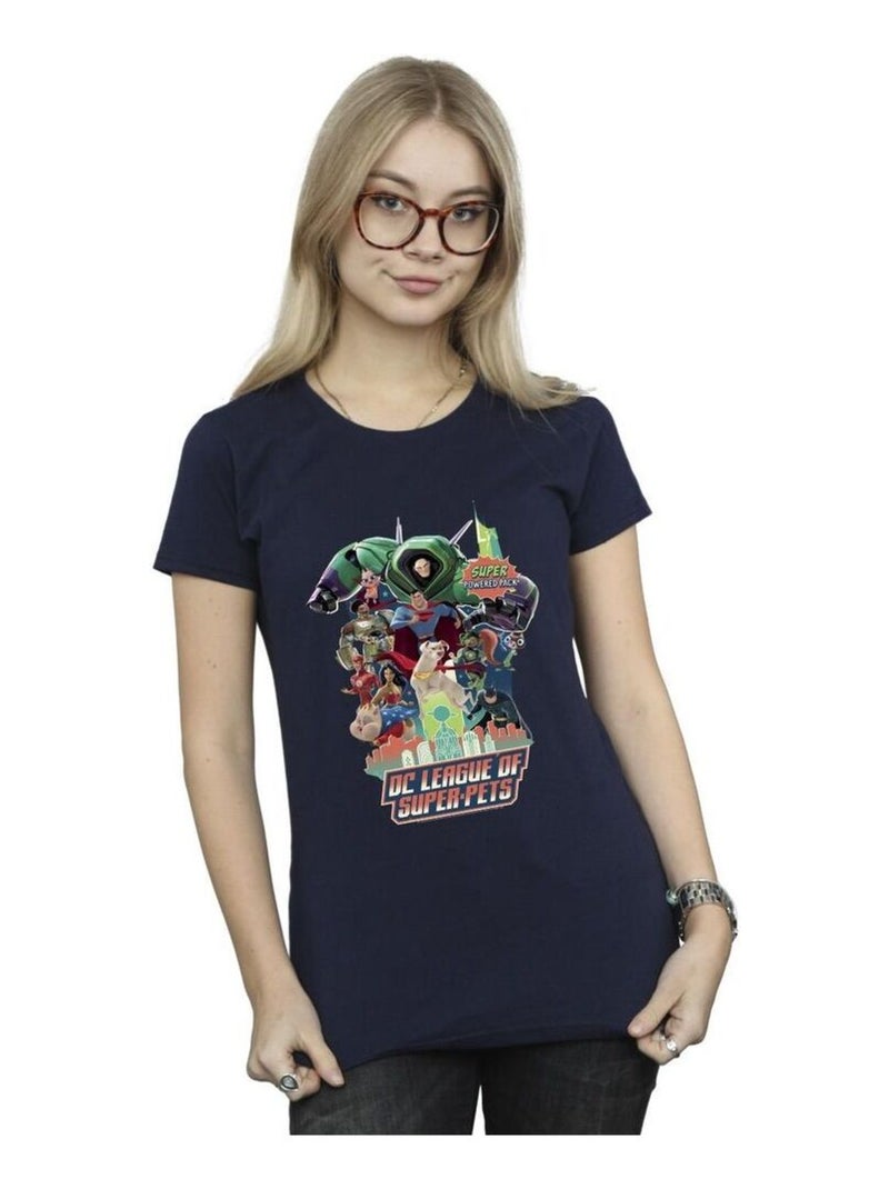 DC Comics - T-shirt DCS DC LEAGUE OF SUPER-PETS SUPER POWERED PACK Bleu marine - Kiabi