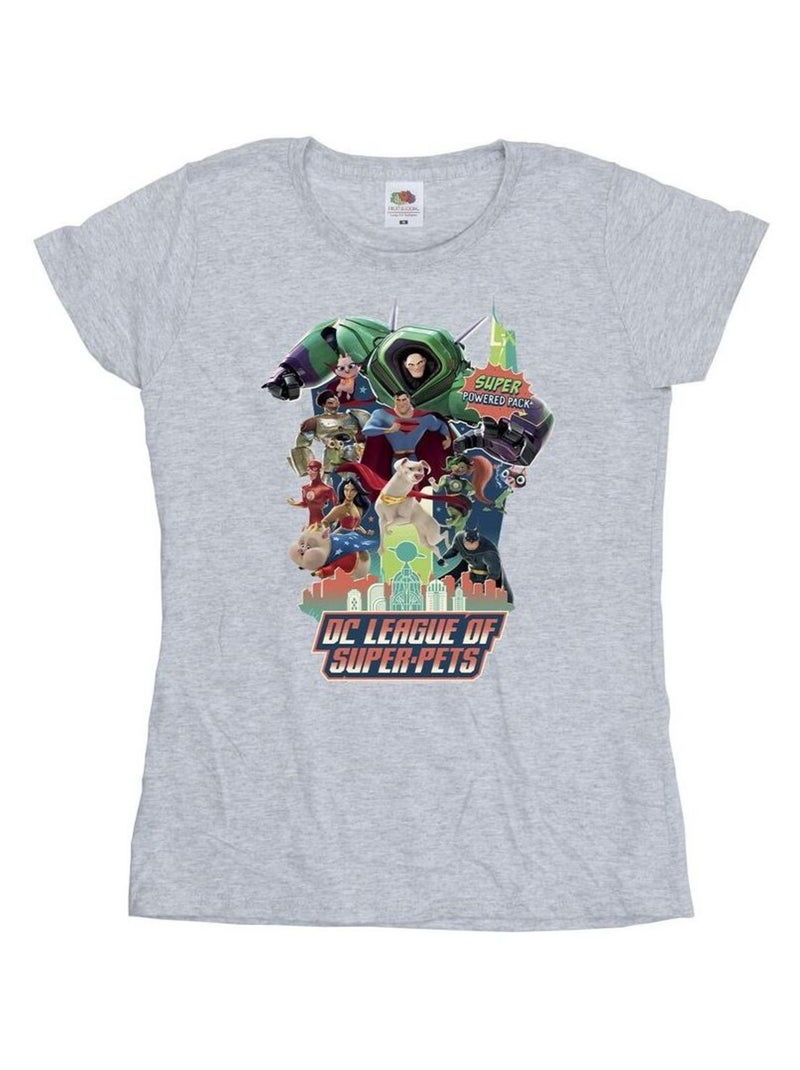 DC Comics - T-shirt DCS DC LEAGUE OF SUPER-PETS SUPER POWERED PACK Gris chiné - Kiabi