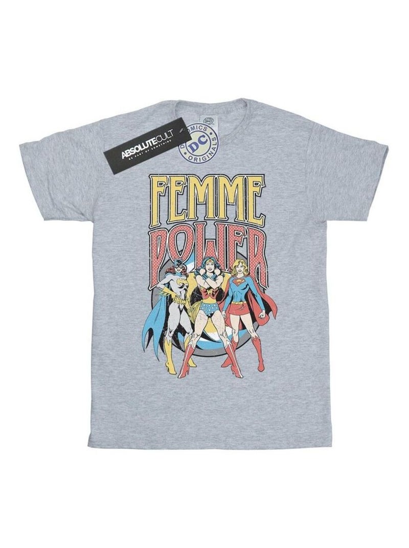 DC Comics - T-shirt FEMME POWER Gris chiné - Kiabi