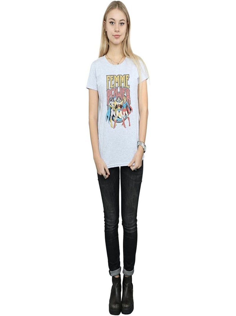 DC Comics - T-shirt FEMME POWER Gris chiné - Kiabi