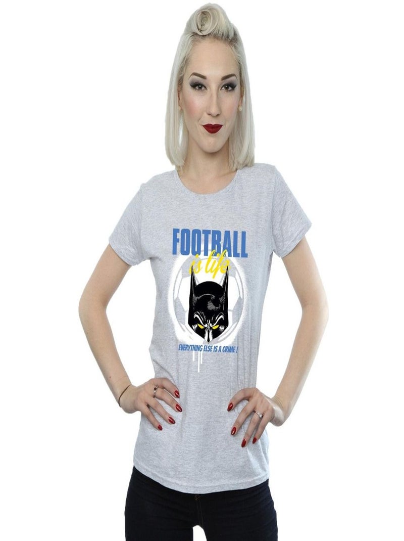 DC Comics - T-shirt FOOTBALL IS LIFE Gris chiné - Kiabi