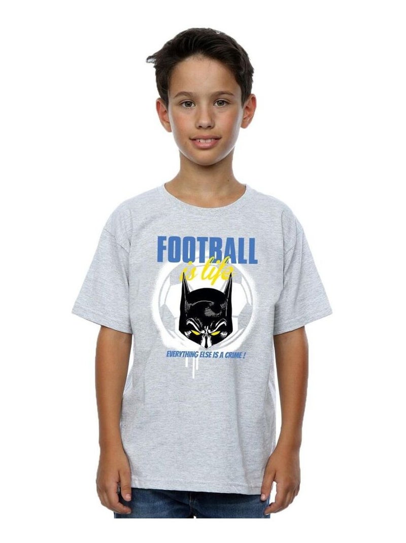 DC Comics - T-shirt FOOTBALL IS LIFE Gris chiné - Kiabi