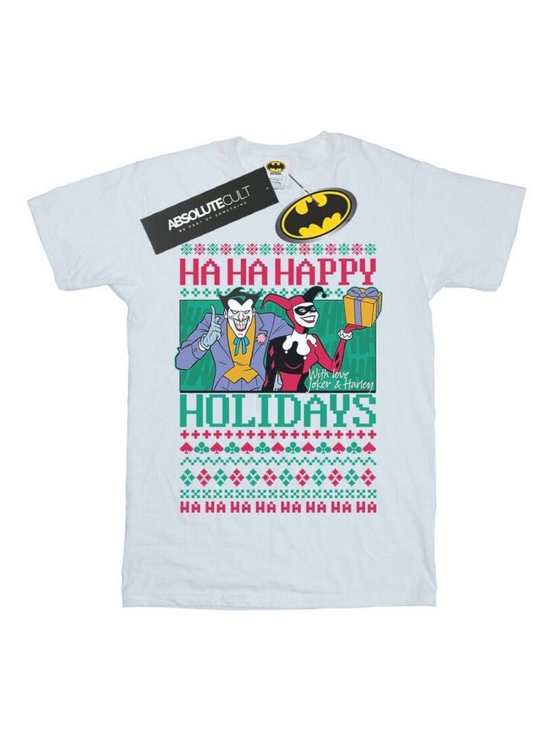 DC Comics - T-shirt HA HA HAPPY HOLIDAYS Blanc - Kiabi