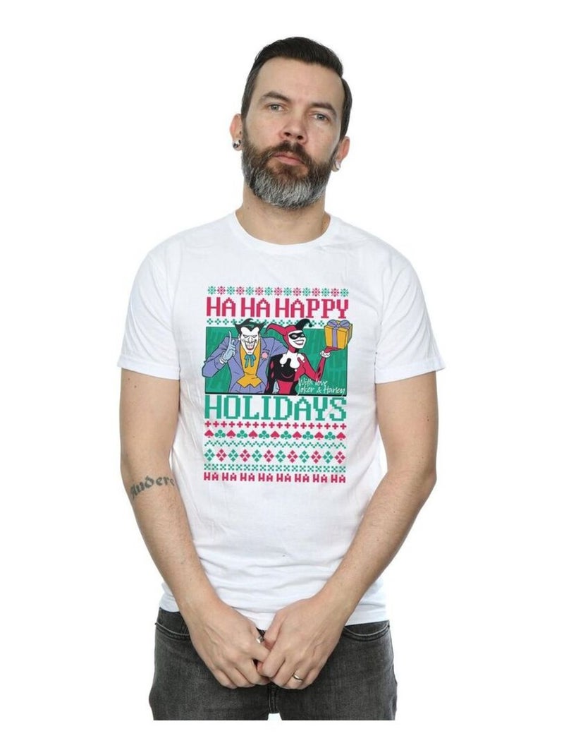 DC Comics - T-shirt HA HA HAPPY HOLIDAYS Blanc - Kiabi