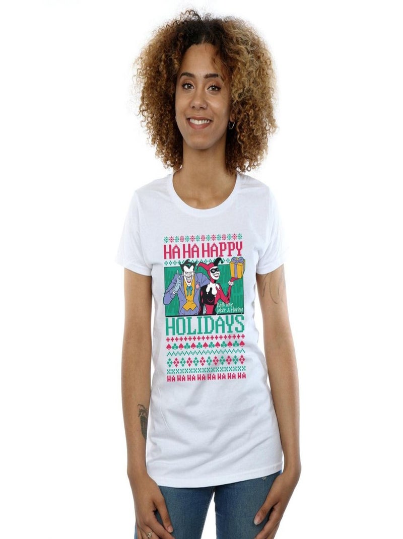 DC Comics - T-shirt HA HA HAPPY HOLIDAYS Blanc - Kiabi