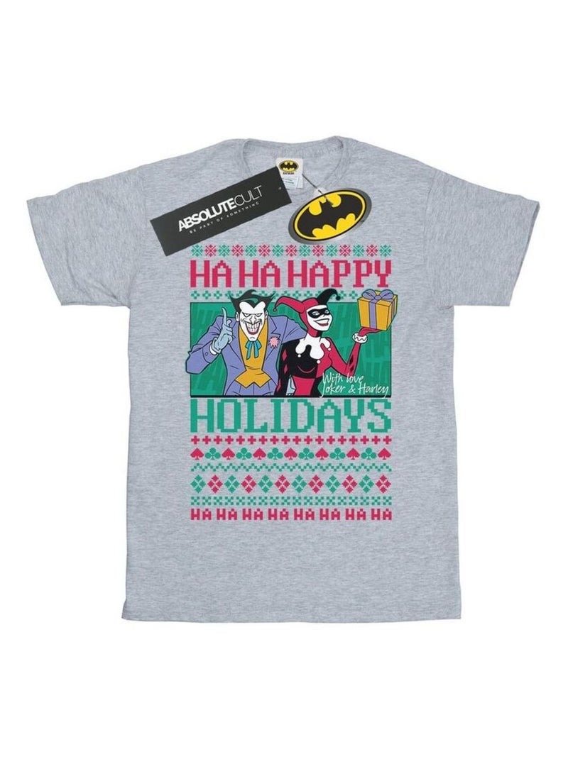 DC Comics - T-shirt HA HA HAPPY HOLIDAYS Gris chiné - Kiabi