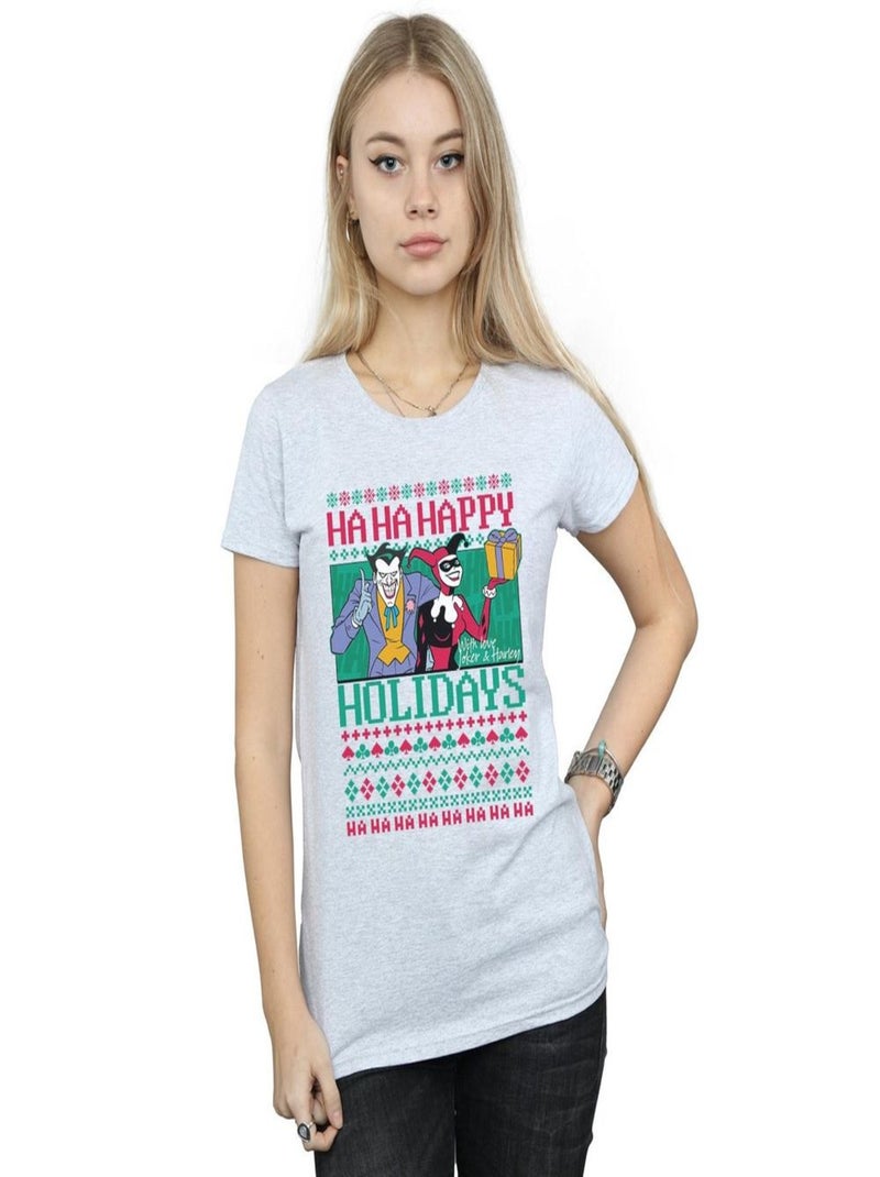 DC Comics - T-shirt HA HA HAPPY HOLIDAYS Gris chiné - Kiabi