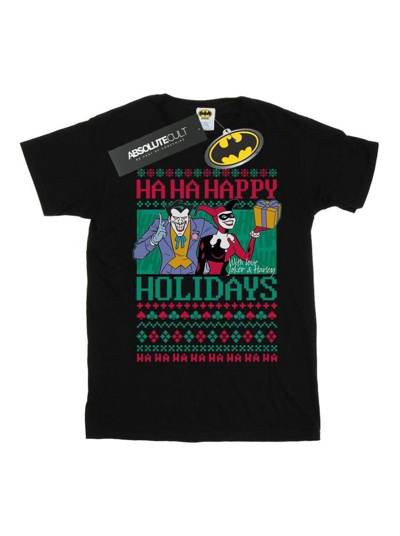 DC Comics - T-shirt HA HA HAPPY HOLIDAYS Noir - Kiabi