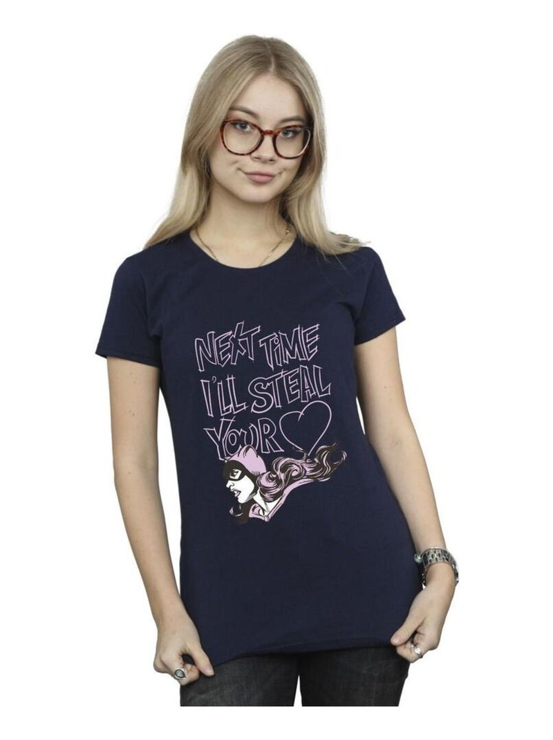 DC Comics - T-shirt I'LL STEAL YOUR HEART Bleu marine - Kiabi