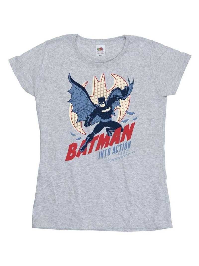 DC Comics - T-shirt INTO ACTION Gris chiné - Kiabi