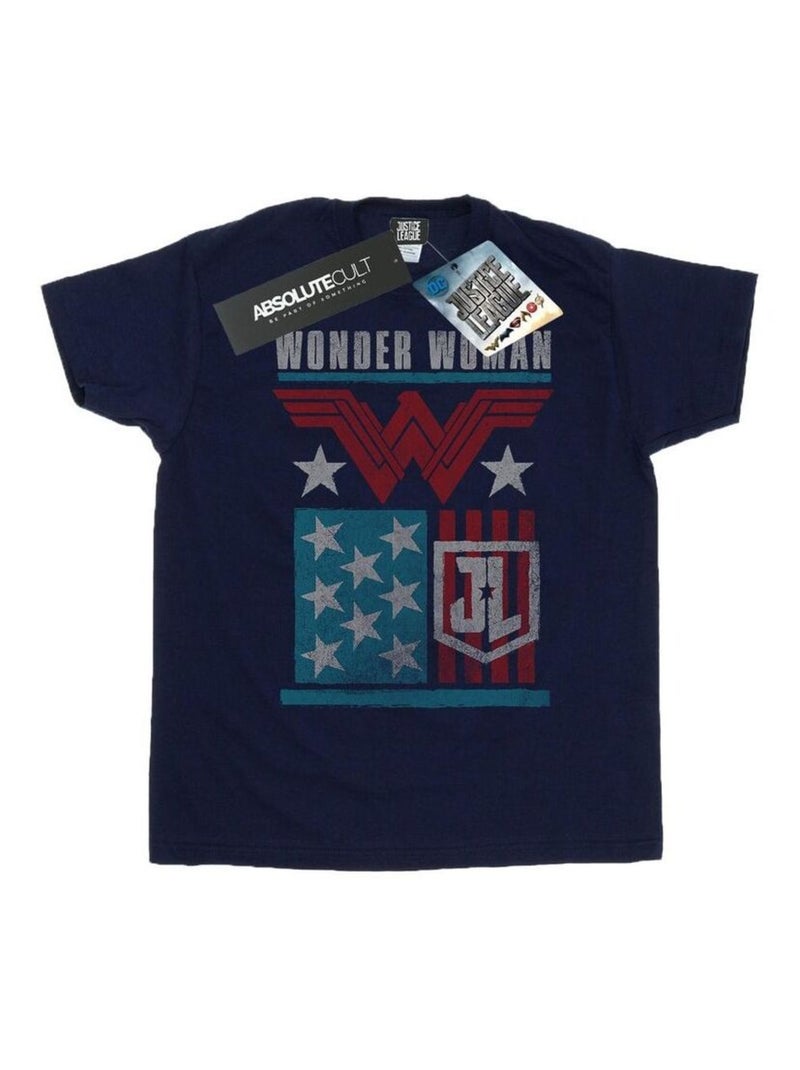 DC Comics - T-shirt JUSTICE LEAGUE Bleu marine - Kiabi