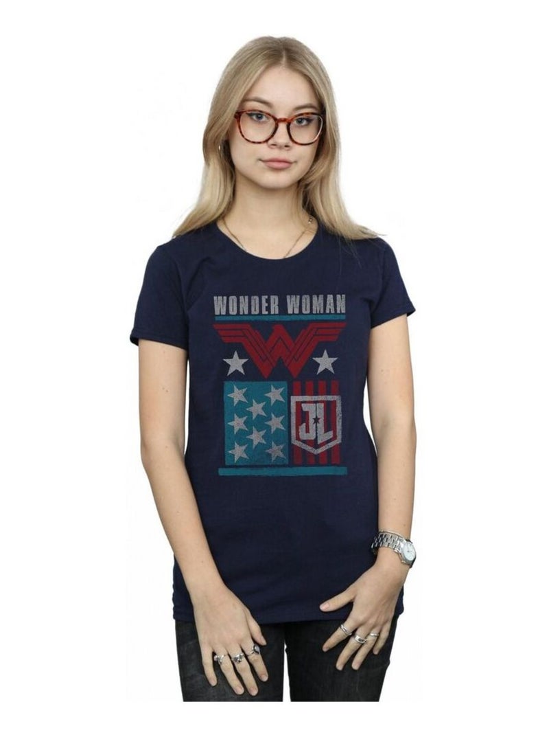 DC Comics - T-shirt JUSTICE LEAGUE Bleu marine - Kiabi