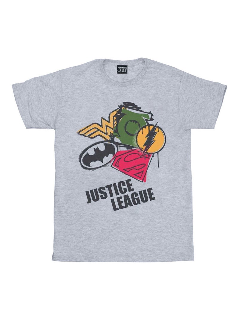 DC Comics - T-shirt JUSTICE LEAGUE Gris chiné - Kiabi