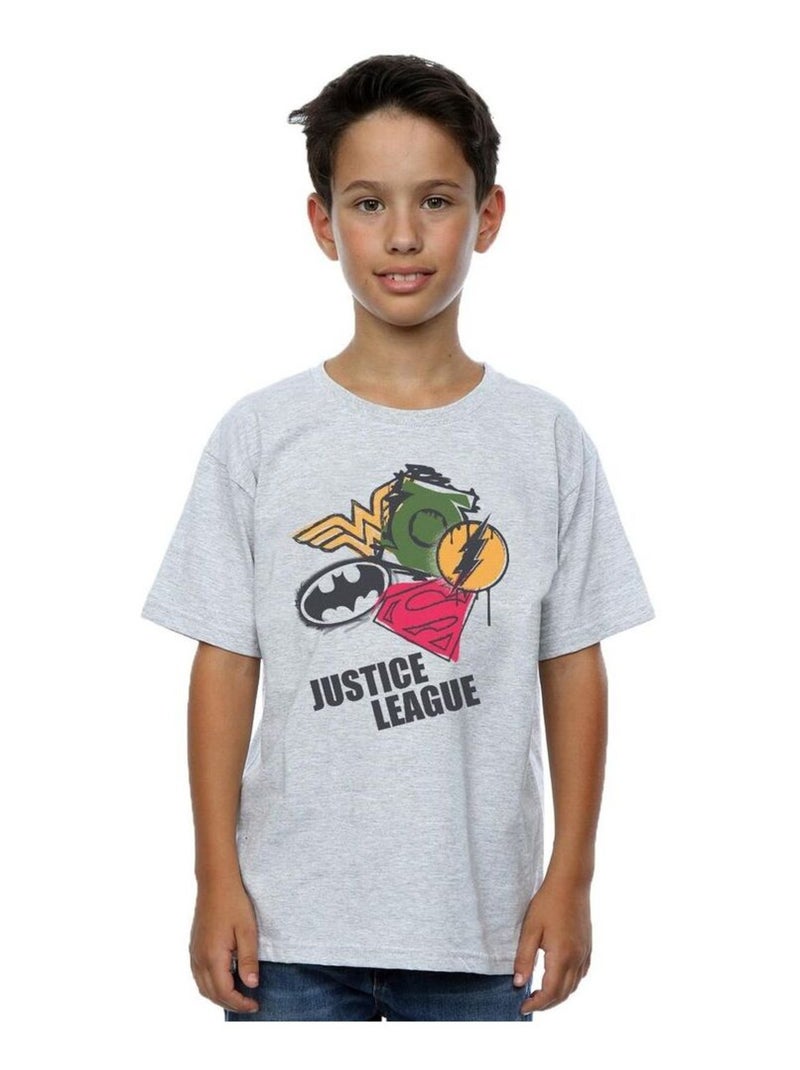 DC Comics - T-shirt JUSTICE LEAGUE Gris chiné - Kiabi