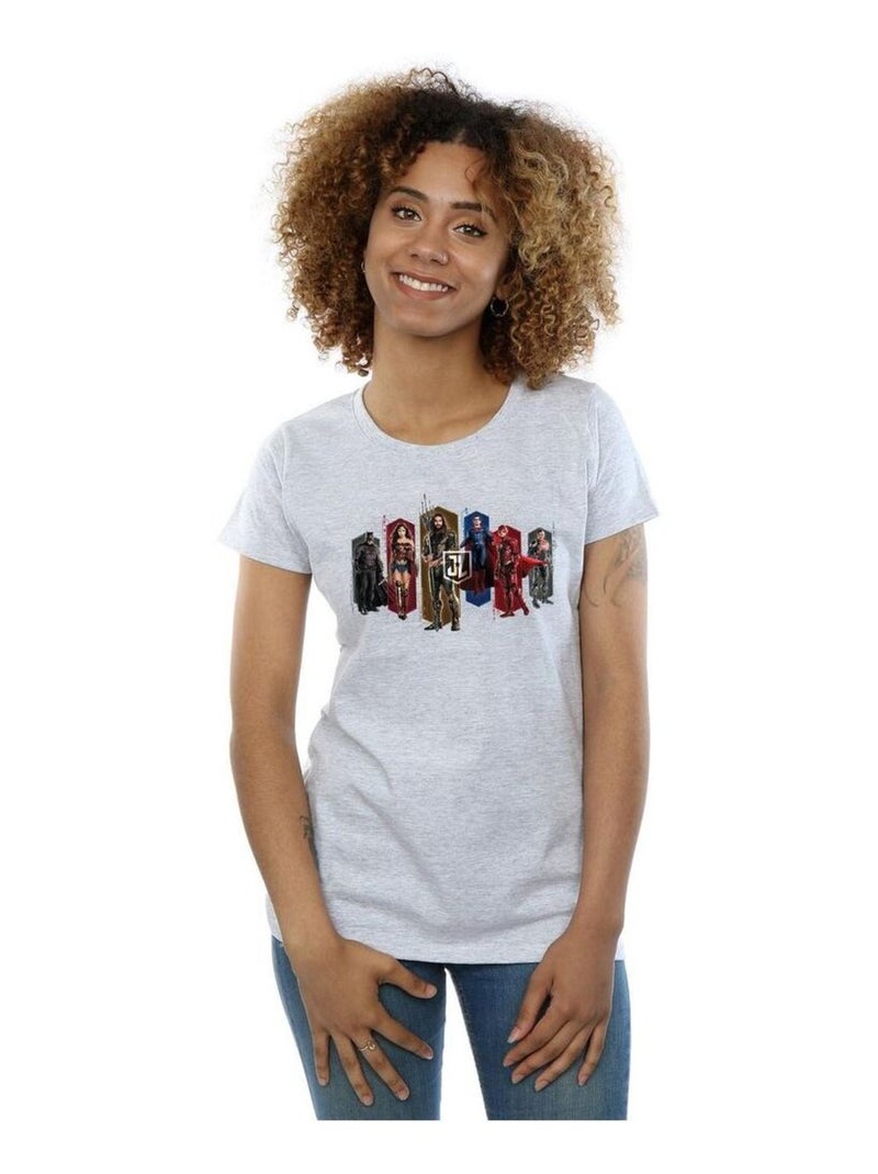 DC Comics - T-shirt JUSTICE LEAGUE Gris chiné - Kiabi