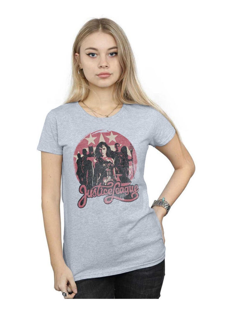 DC Comics - T-shirt JUSTICE LEAGUE Gris chiné - Kiabi