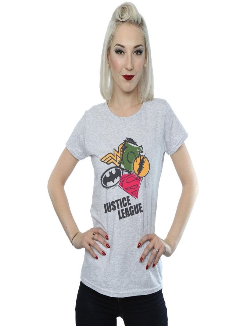 DC Comics - T-shirt JUSTICE LEAGUE Gris chiné - Kiabi