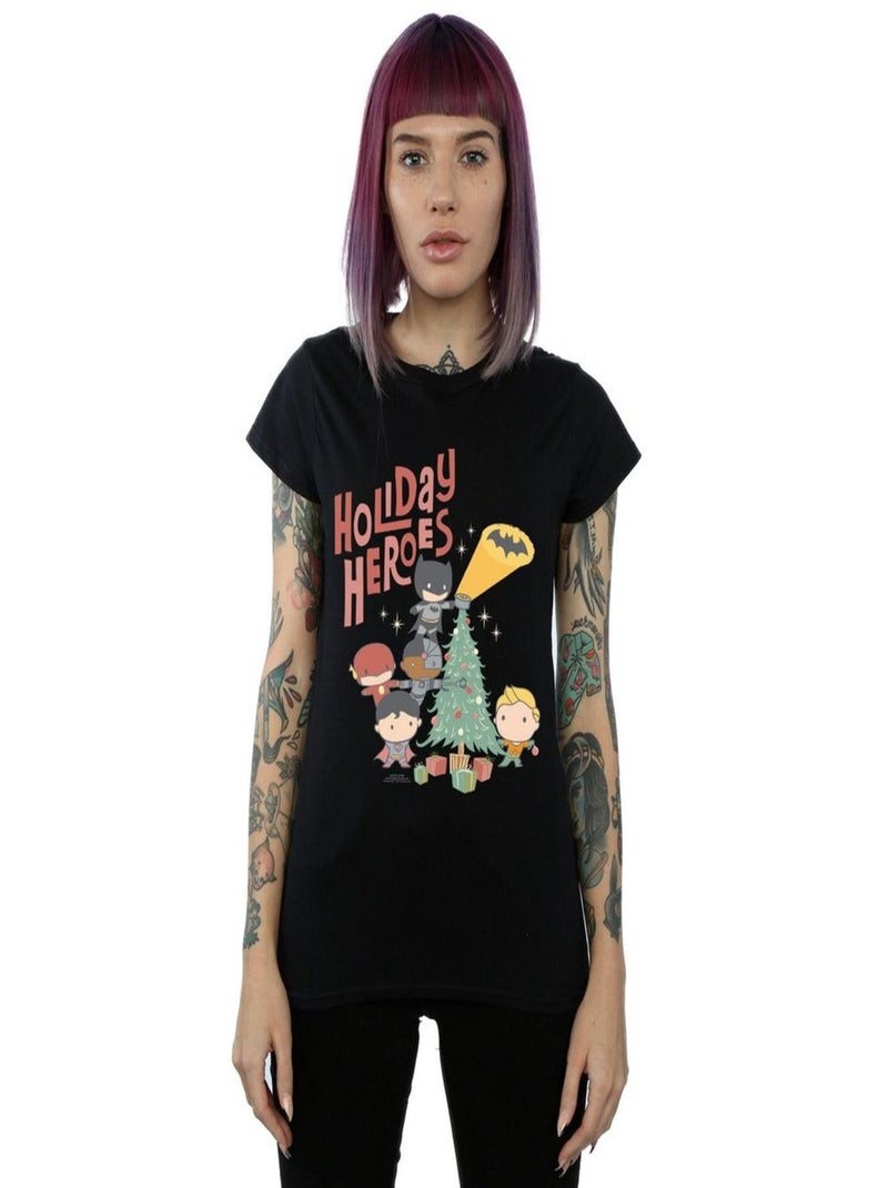 DC Comics - T-shirt JUSTICE LEAGUE HOLIDAY HEROES Noir - Kiabi