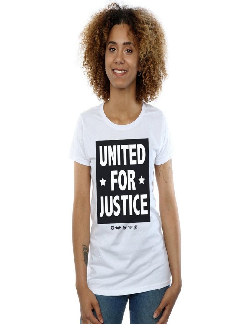 DC Comics - T-shirt JUSTICE LEAGUE UNITED FOR JUSTICE Blanc - Kiabi