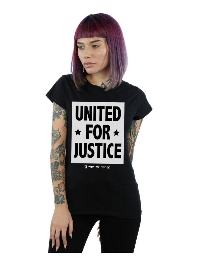 DC Comics - T-shirt JUSTICE LEAGUE UNITED FOR JUSTICE Noir - Kiabi