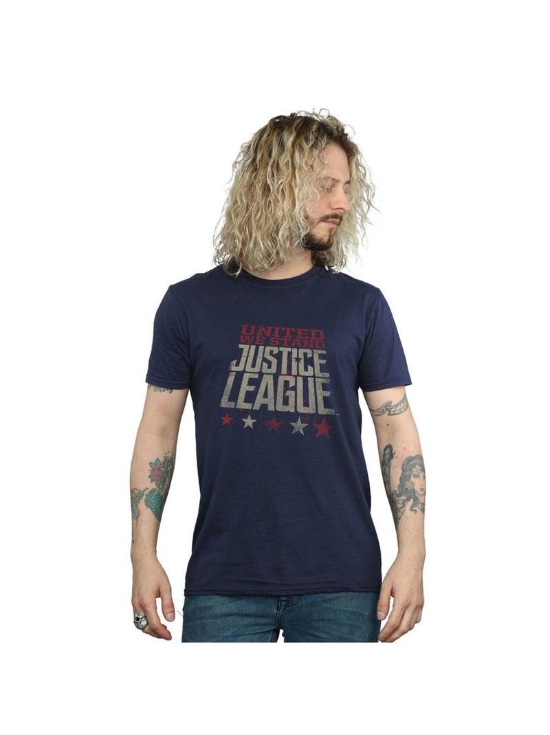 DC Comics - T-shirt JUSTICE LEAGUE UNITED WE STAND Bleu marine - Kiabi