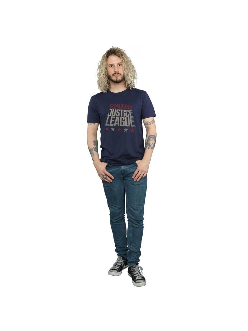 DC Comics - T-shirt JUSTICE LEAGUE UNITED WE STAND Bleu marine - Kiabi