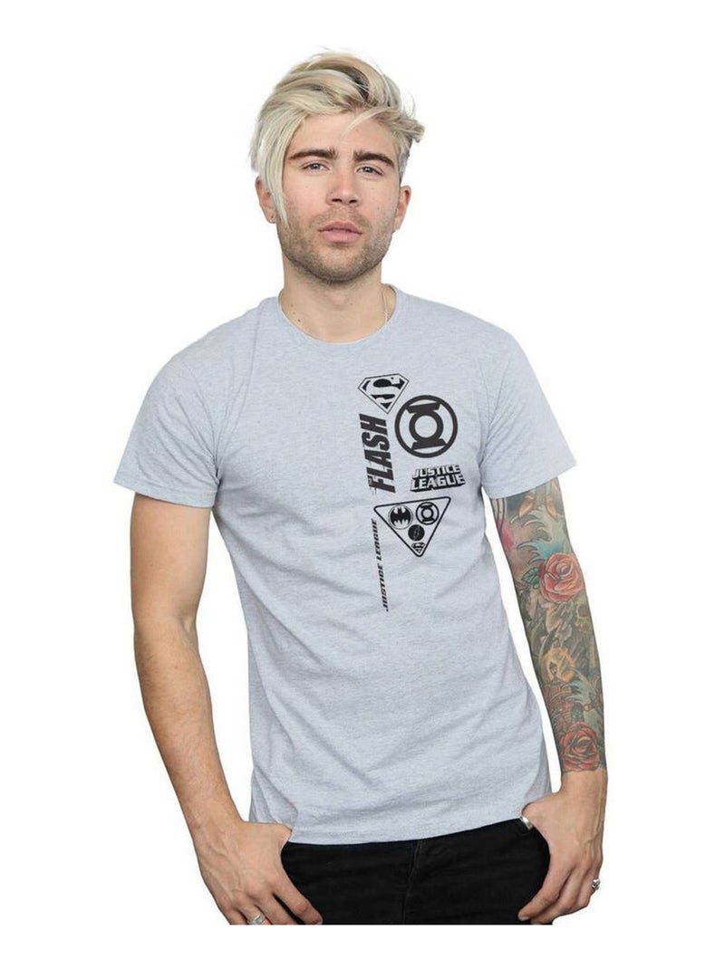 DC Comics - T-shirt La Ligue des Justiciers Gris chiné - Kiabi