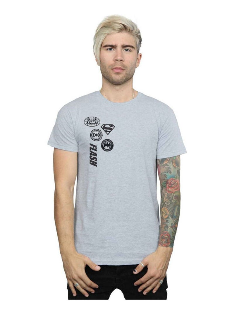 DC Comics - T-shirt La Ligue des Justiciers Gris chiné - Kiabi