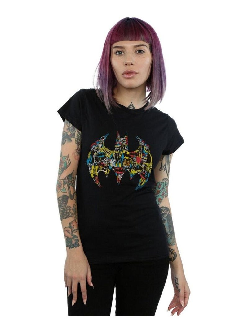 DC Comics - T-shirt motif Batman et Batgirl motif/style Collage Noir - Kiabi