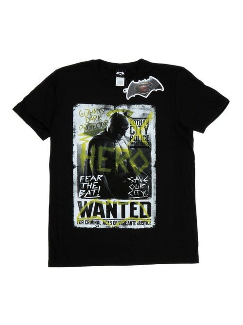 DC Comics - T-shirt motif Batman vs Superman motif/style poster 'Wanted' - Kiabi DC Comics - T-shirt motif Batman vs Superman motif/style poster 'Wanted' - Kiabi