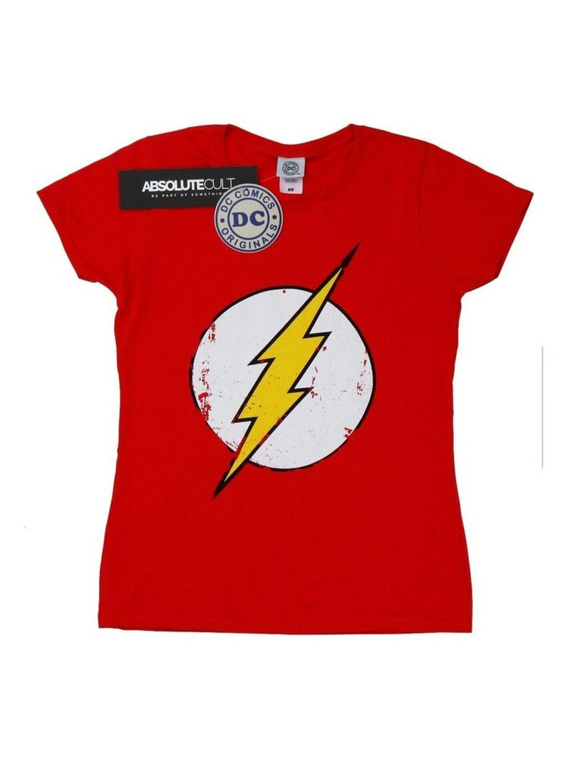 DC Comics - T-shirt motif Flash motif/style logo usé Rouge - Kiabi