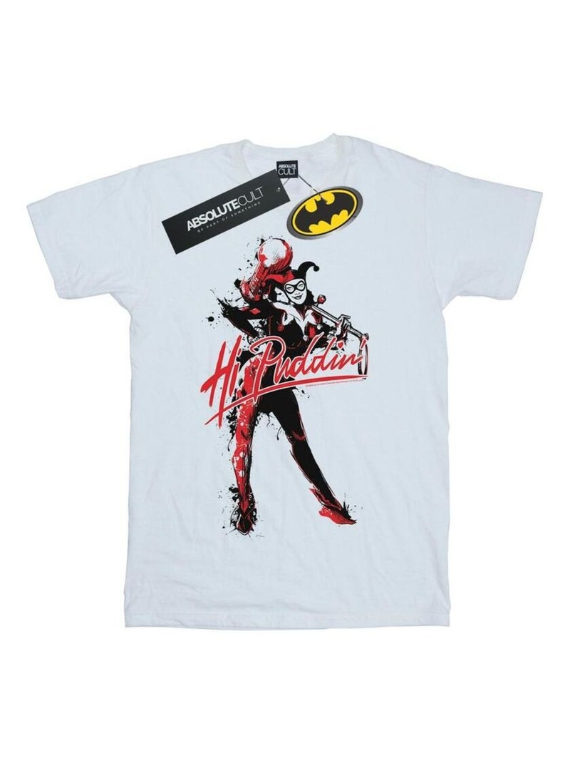 DC Comics - T-shirt motif Harley Quinn HI PUDDIN Blanc - Kiabi