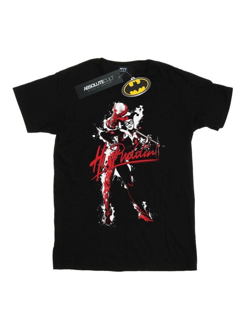DC Comics - T-shirt motif Harley Quinn HI PUDDIN Noir - Kiabi