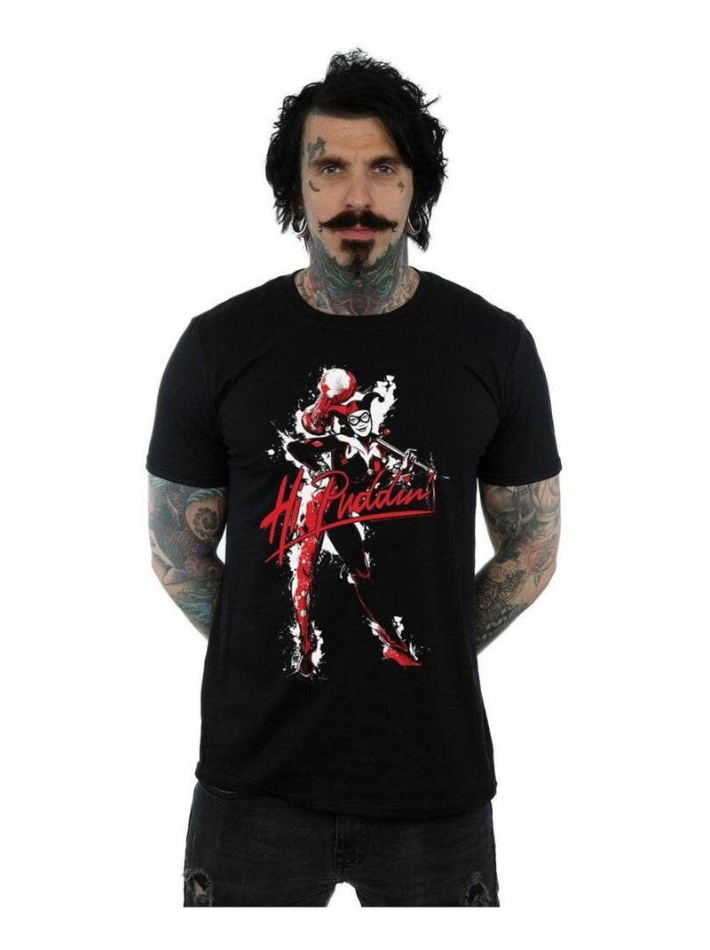 DC Comics - T-shirt motif Harley Quinn HI PUDDIN Noir - Kiabi
