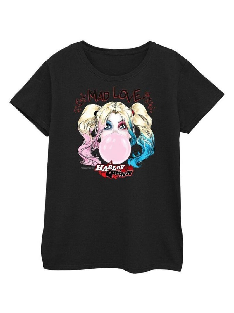 DC Comics - T-shirt motif Harley Quinn MAD LOVE Noir - Kiabi