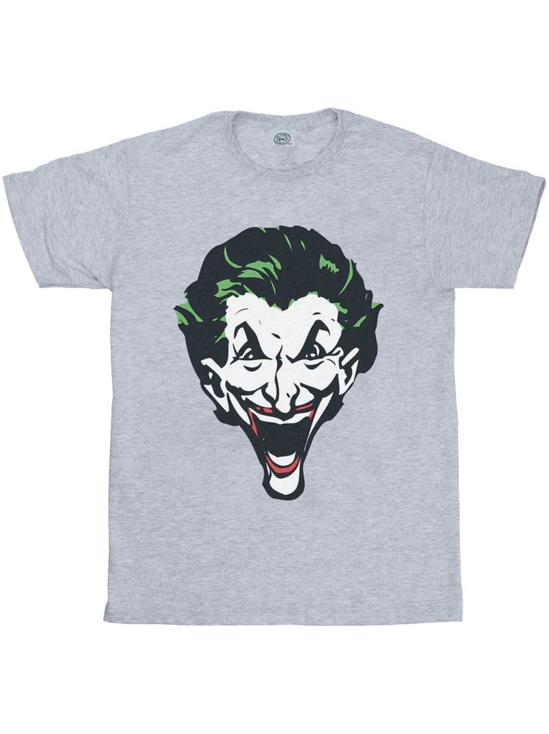 DC Comics - T-shirt motif Le Joker motif/style gros visage Gris chiné - Kiabi